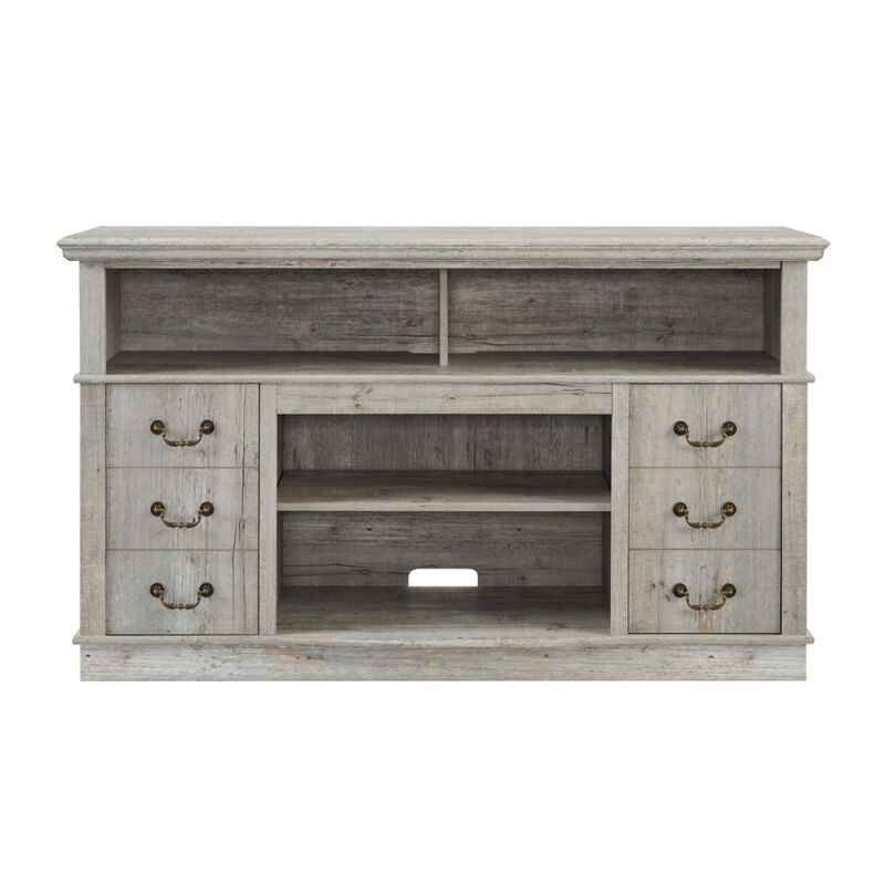 Farmhouse Rustic TV Stand, 65" TV, Open/Closed Storage