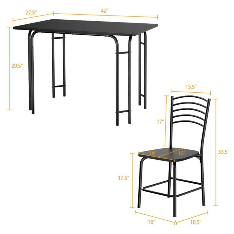 Hivvago 5 Pieces Wood Rectangular Dining Table Set