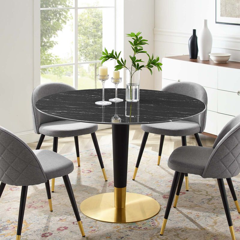 Modway - Zinque 47" Artificial Marble Dining Table Gold Black