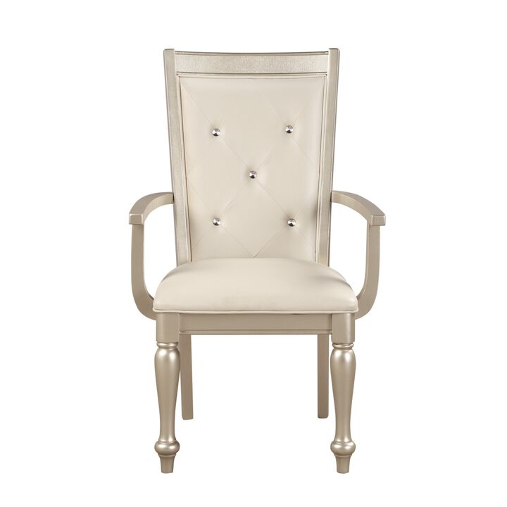Crystal Button-Tufted Arm Chairs - 2 Piece Set
