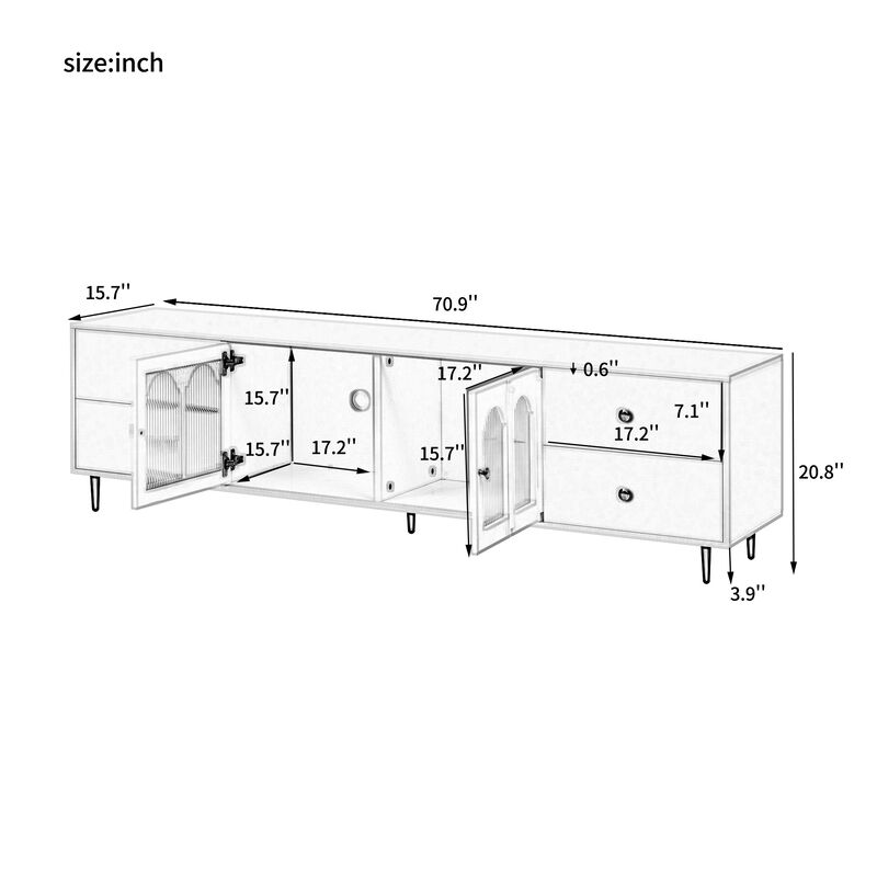 Merax Modern Entertainment Center with Glass Door TV Stand