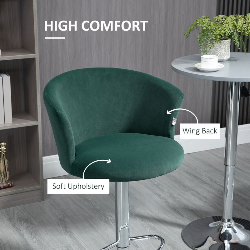 Dark Green Bar Seating: Set of 2 Velvet Swivel Counter Stools