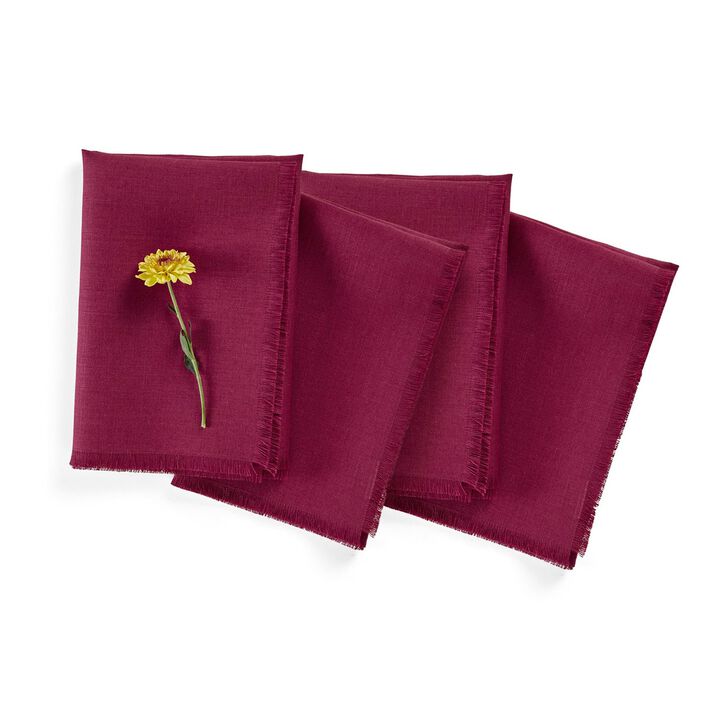Solino Home 100% Pure Linen Cloth Napkins 20 x 20 Inch Set of 4 | Fringe Dinner Napkins
