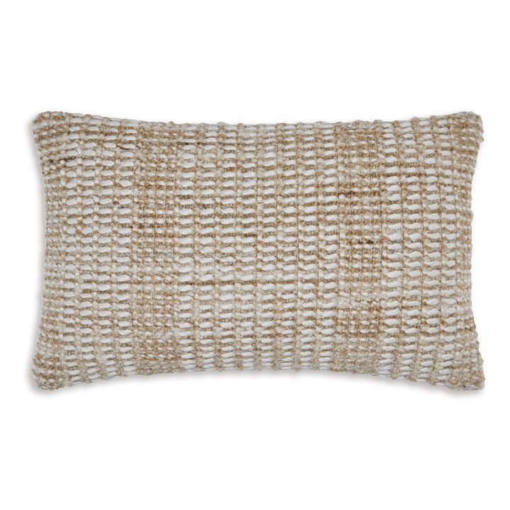 Anye 14 x 22 Lumbar Throw Pillow Set of 4, Handwoven Striped Tan Ivory Wool -