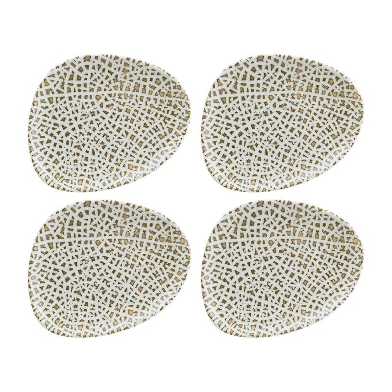 Lapya Wood 9.5" x 7.5" Organic Decorated Porcelain Plate (Set of 4)