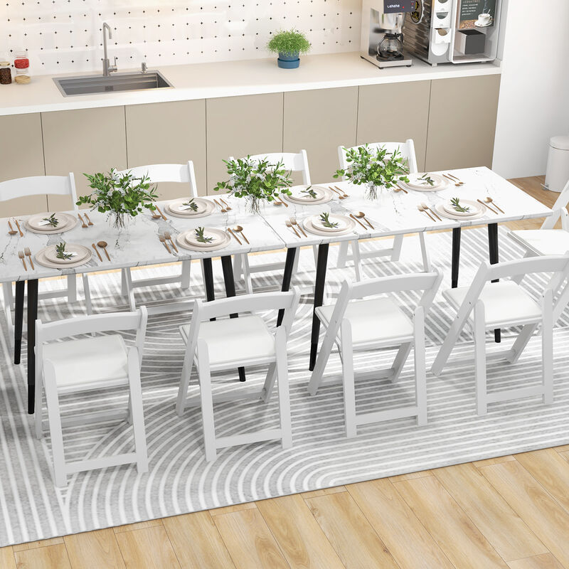 Set of 4 Dining Chairs Foldable Kitchen Chair with Rubber Wood Legs and Padded Seat