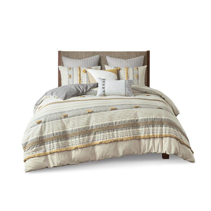 Gracie Mills Belinda Serene Stripe 3-Piece Cotton Comforter Set Gracie Mills Belinda Serene Stripe 3-Piece Cotton Comforter Set