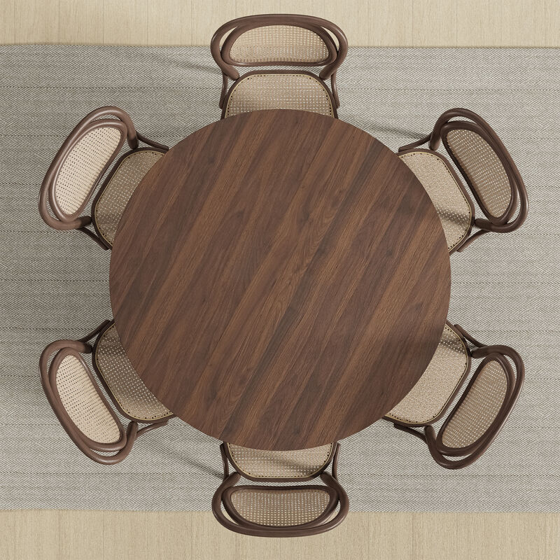 52 Cinna Modern Walnut Oak Wood Round Dining Table （Seats 6）