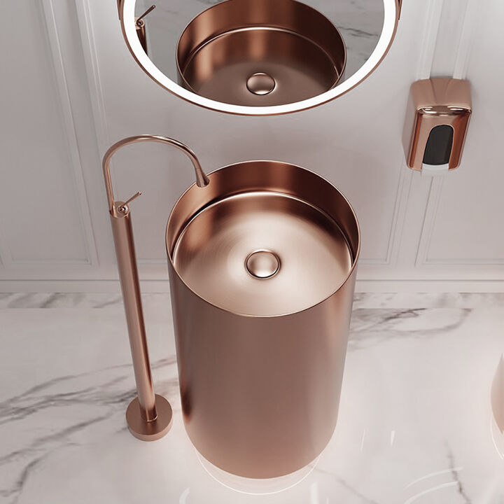 Deluxe stainless steel column basin Rose Gold