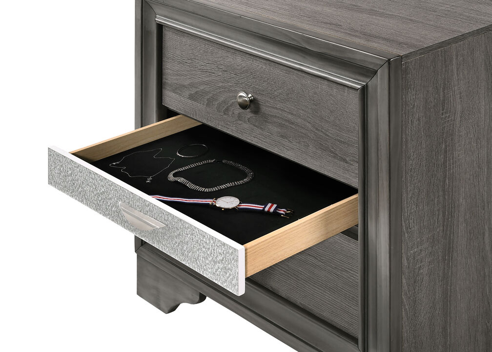 Streamdale Traditional Matrix 2 Drawers Nightstand In Gray Made With Wood