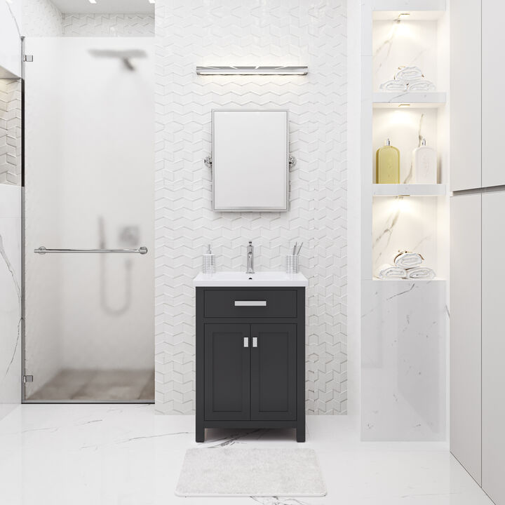 Myra 24 In. Integrated Ceramic Sink Top Bath Vanity in Espresso
