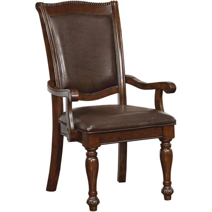 Cherry Wood Dining Chairs Set Of 2 - Traditional Style