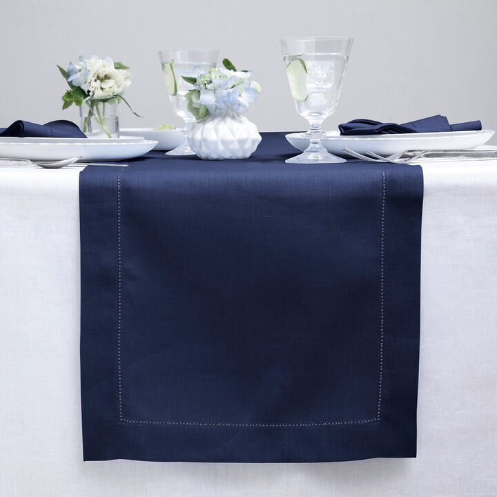 Solino Home 100% Pure Linen Table Runner | Classic Hemstitch for Thanksgiving, Christmas