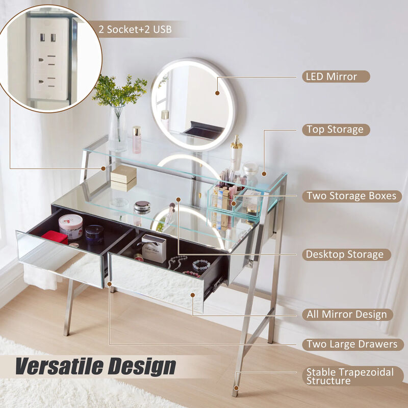 Merax Makeup Vanity Desk with Mirror and Lights