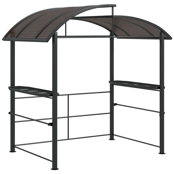 8' x 5' Outdoor Grill Gazebo BBQ Canopy with Vented PC Roof, Side Shleves