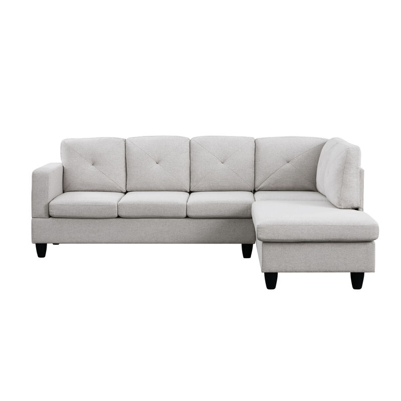 Santiago Light Gray Linen Sectional Sofa With Right Facing Chaise