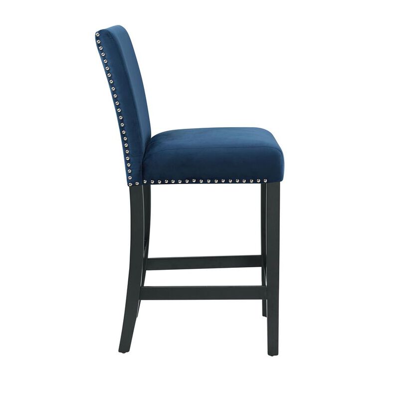 New Classic Furniture Furniture Celeste 39.5 Wood Counter Chair in Blue (Set of 2)