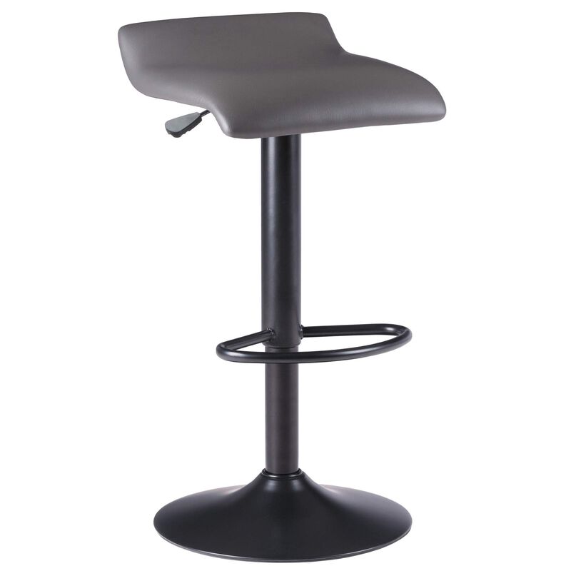 Ergode Wood Tarah Adjustable Swivel Stools - Slate Gray Faux Leather Seat, Height Adjustable, Backless Cushioned Seats, 360-Degree Swivel, Sturdy Metal Construction - Set of 2