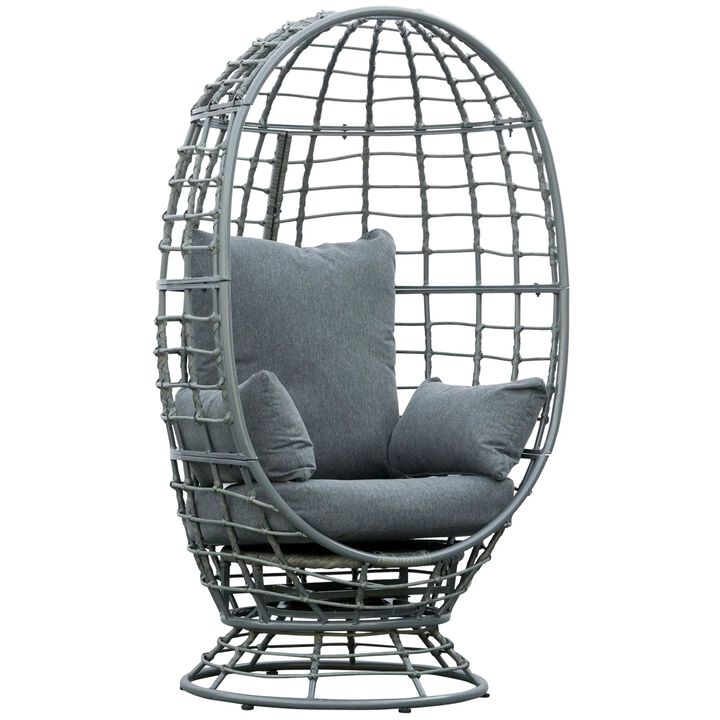 Versatile Garden Chair: Rotating Wicker Egg Seat for Indoor/Outdoor Use