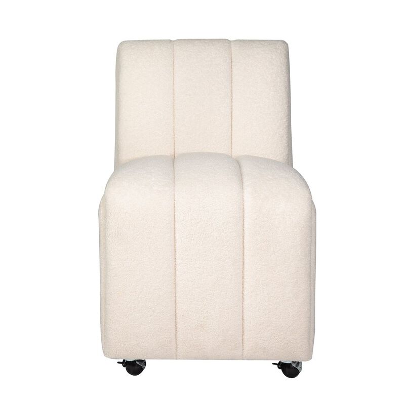Jofran Tess Contemporary Modern Ivory Boucle Upholstered Dining Chair