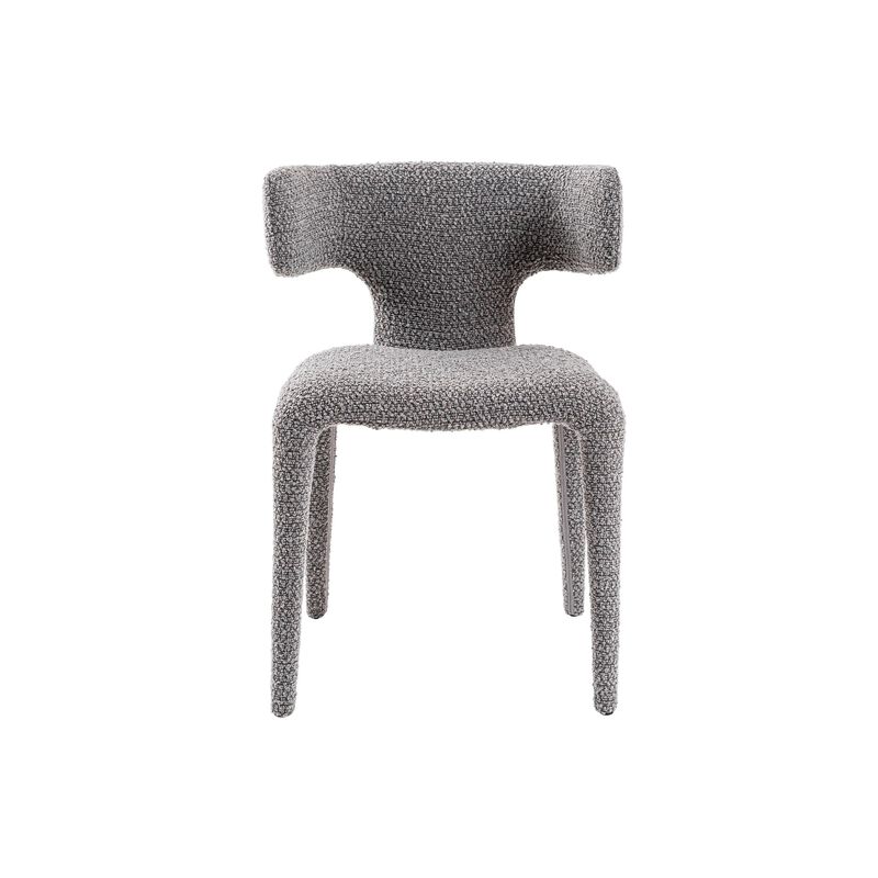 Cid Eve 21 Inch Dining Chair, Curved Wingback, Gray Textured Polyester - Benzara