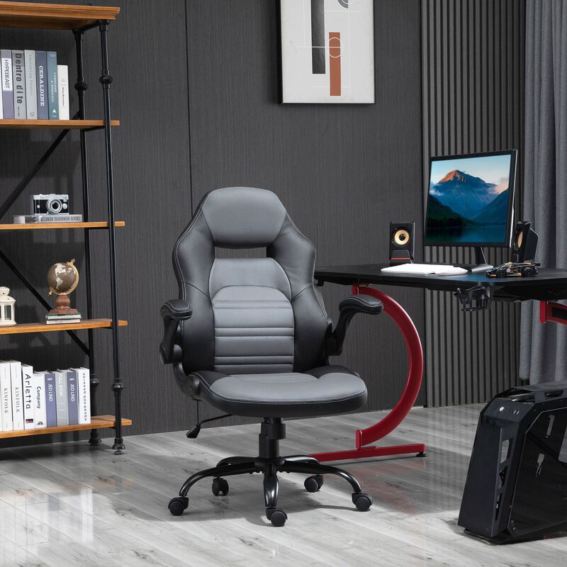 Gamer's Throne: Swivel Racing Chair with Flip-Up Armrest