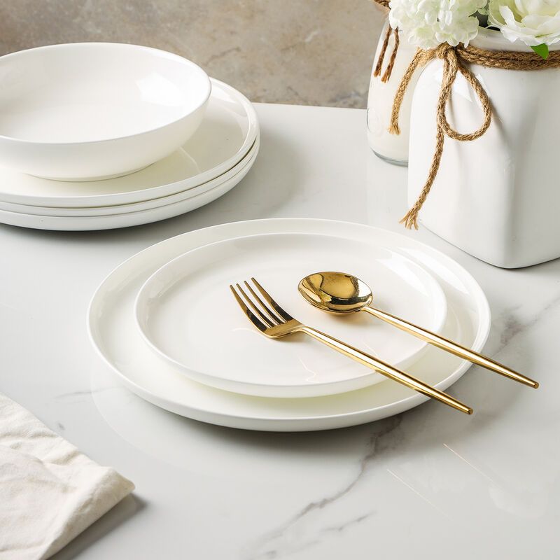 Stone Lain Gabrielle Bone China 12 Piece Dinnerware Set, White