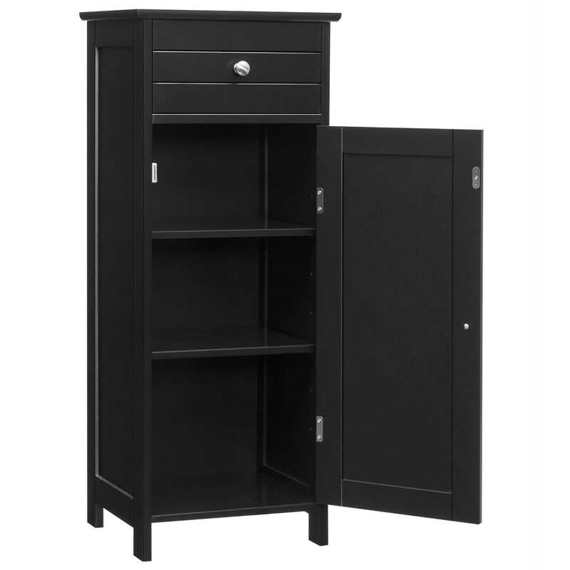Costway Bathroom Storage Floor Cabinet Organizer Free-Standing w/ Drawer Grey
