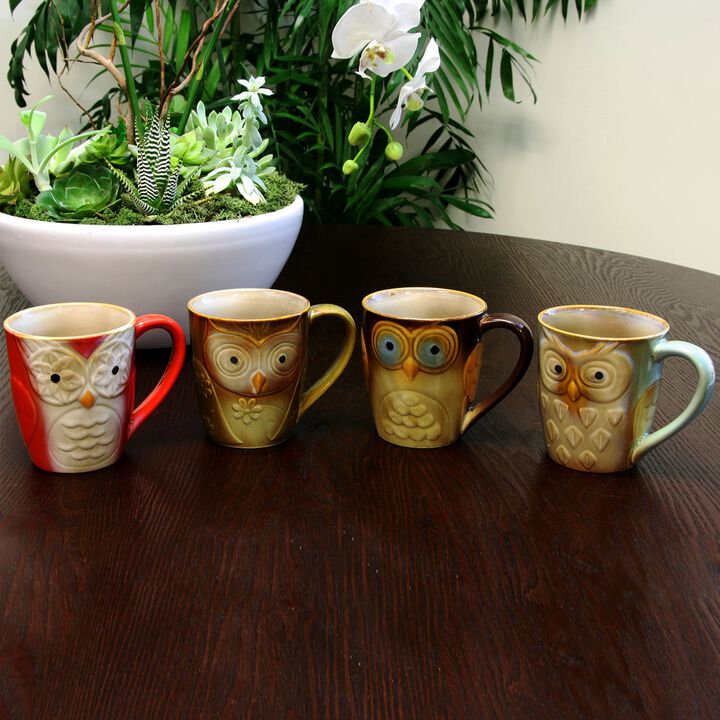 Gibson Owl City 17 Ounce 4 Piece Owl Shape Mug Set