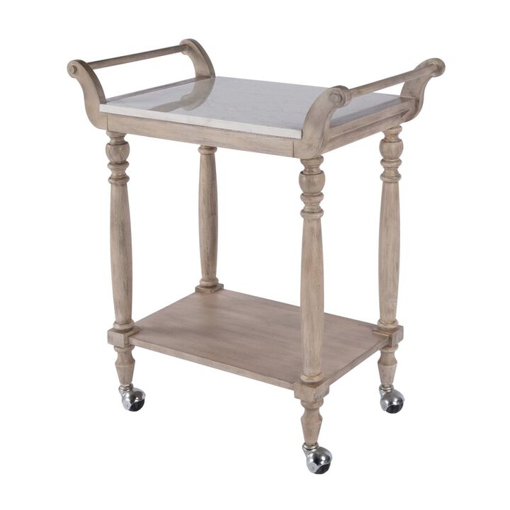 Butler Specialty Danielle Marble Bar Cart, Tan/Beige Butler Specialty Danielle Marble Bar Cart, Tan/Beige