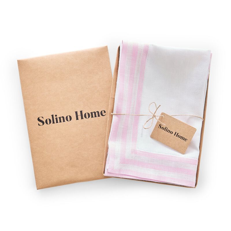 Solino Home 100% Pure Linen Cloth Napkins 20 x 20 Inch Set of 4 Dinner Napkins | Mila