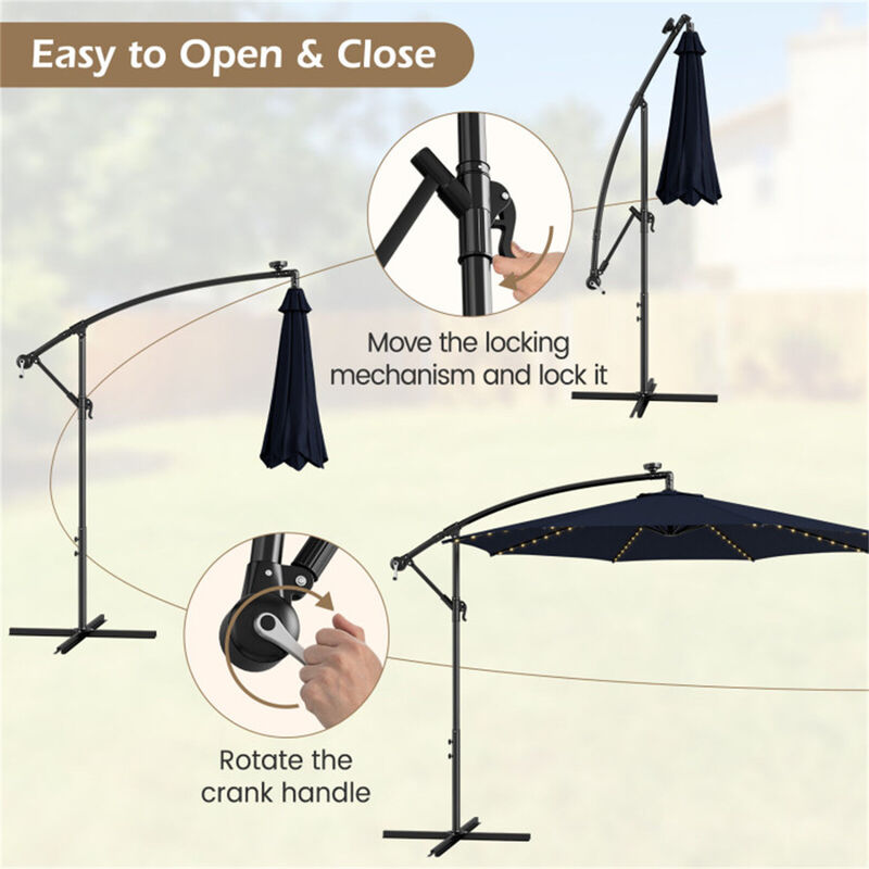 Solar-Powered LED Lighted Umbrella for Patio, Garden, and Backyard