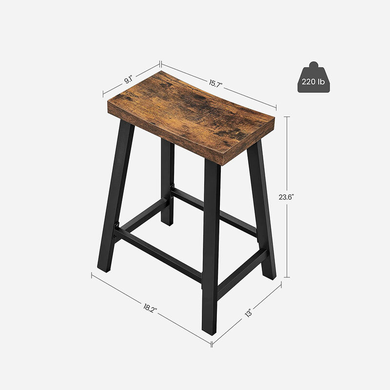 Set of 2 Bar Chairs with Footrest for Kitchen Breakfast