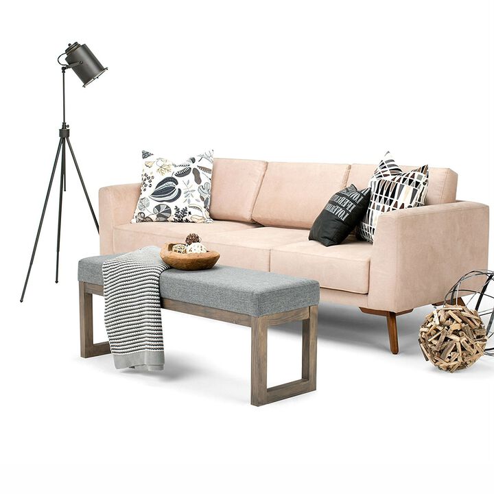 Hivvago Modern Wood Frame Accent Bench Ottoman with Grey Upholstered Fabric Seat