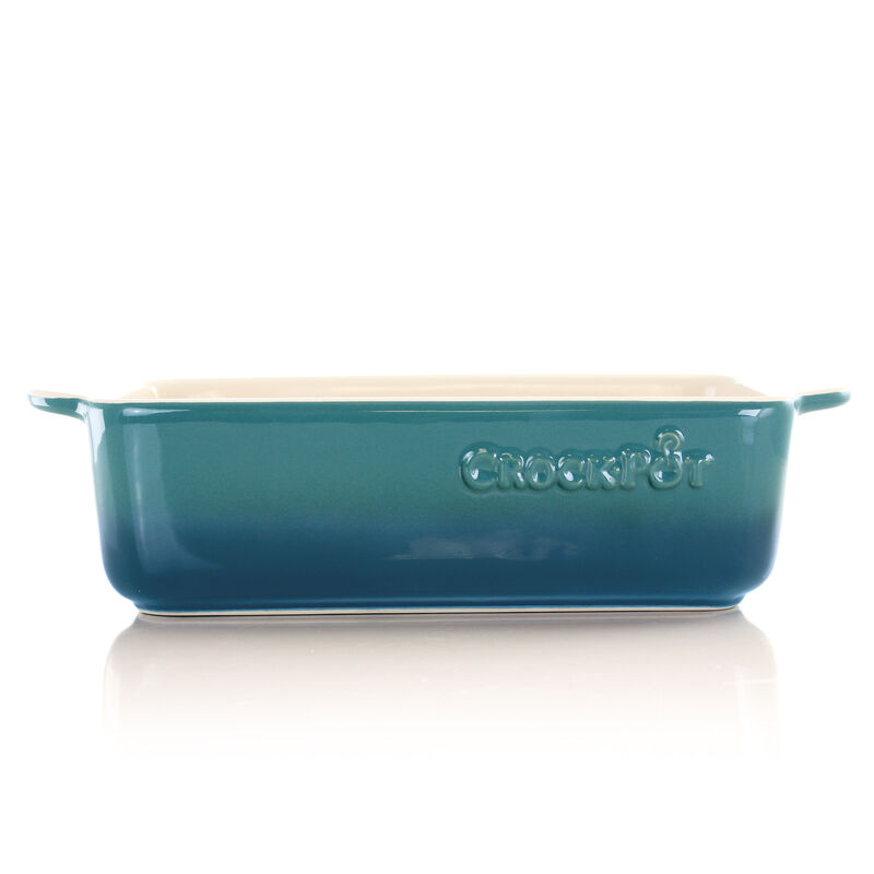 Crock Pot Artisan 1.25 Quart Rectangular Stoneware Bake Pan in Gradient Teal