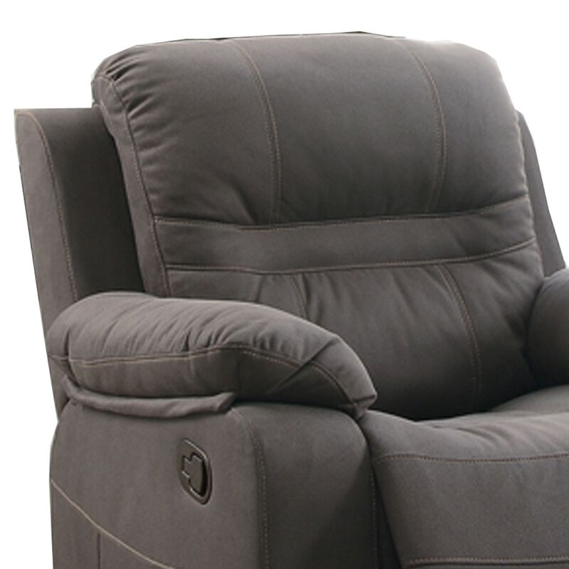 Leatherette Rocker Recliner In Gray-Benzara