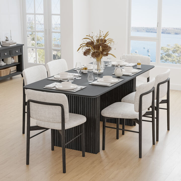 67 Abberton Black Oak Wood Rectangle Dining Table (Seats 6)