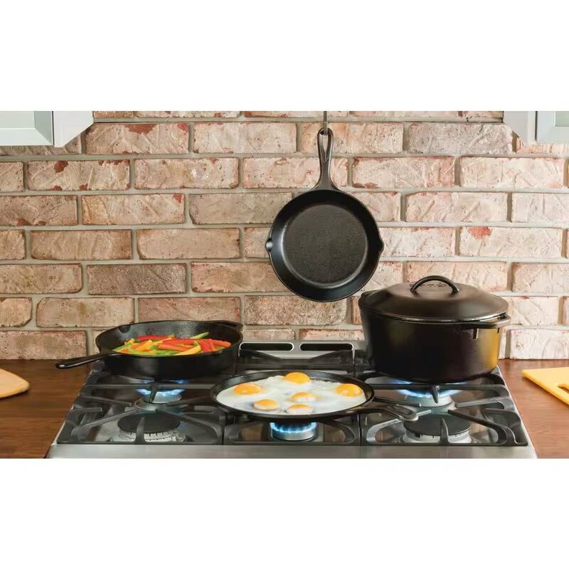 Complete 5-Piece Cast Iron Cookware Set – Durable Dutch Oven, Griddle, and Skillets