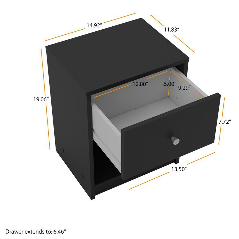 Tvilum Portland 1 Drawer Nightstand, Black