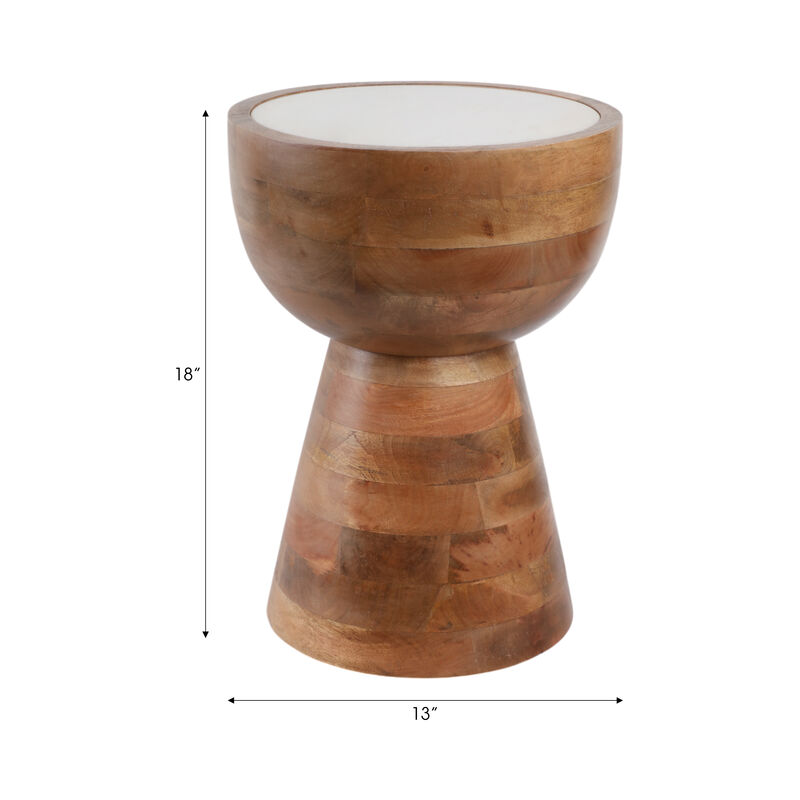Hourglass Marble Top Accent Table