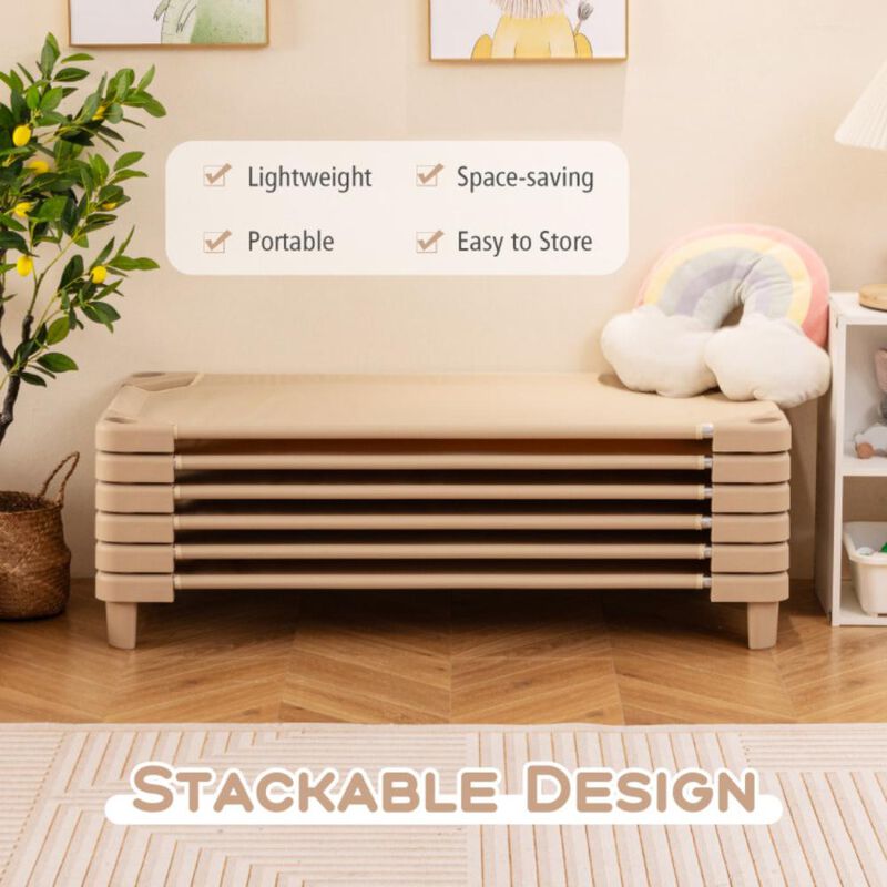 Hivvago Kids Stackable Daycare Cot Pack of 6 with Detachable Oxford Cloth