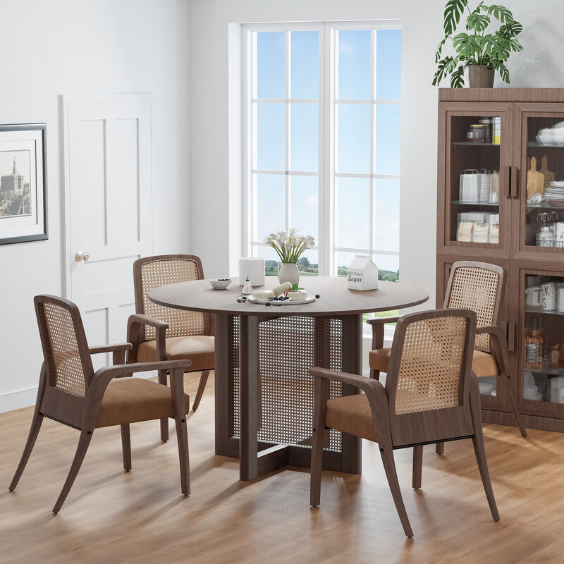 46 Cinna Modern Walnut Oak Wood Round Dining Table （Seats 4）