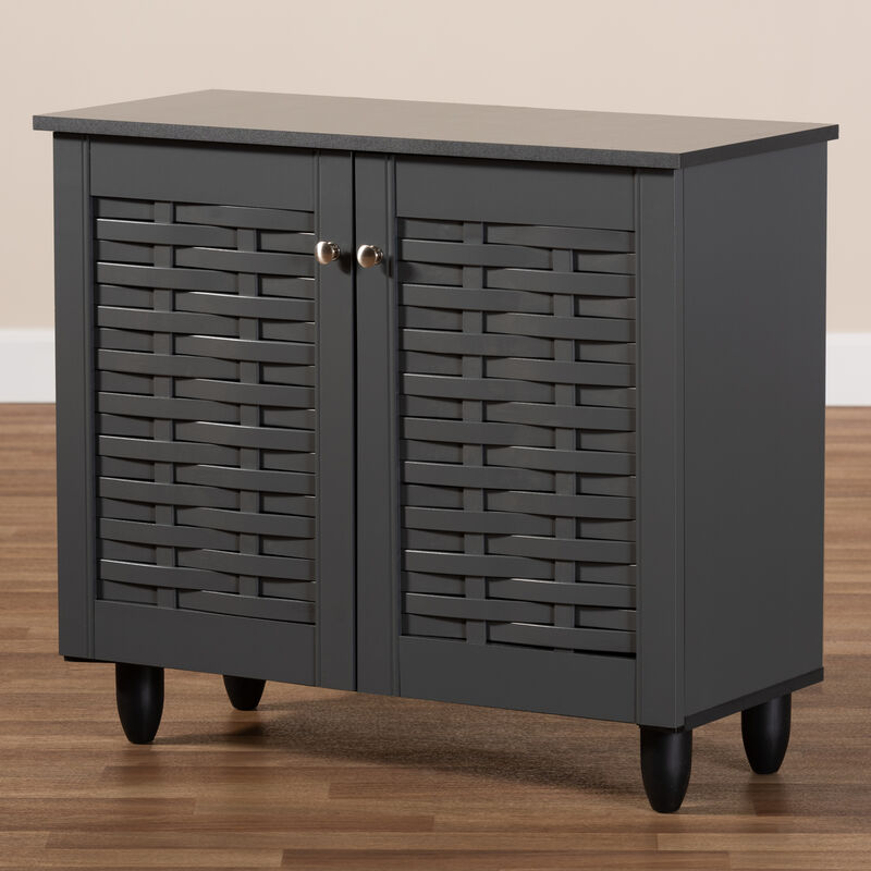 Baxton Studio Winda Modern Dark Gray 2 Door Wooden Entryway Shoe Storage Cabinet