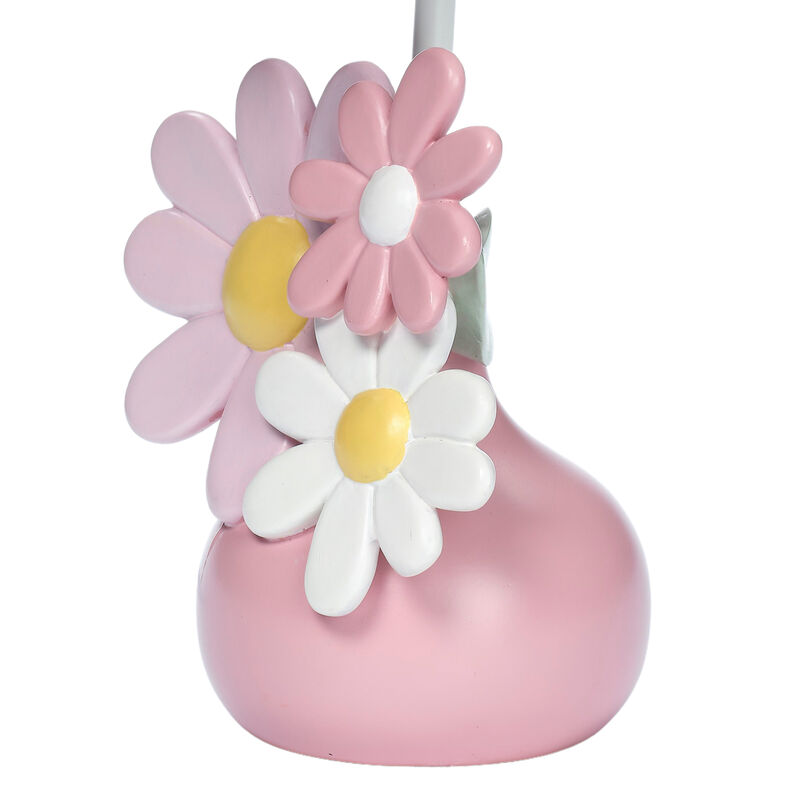 Lambs & Ivy Daisy Dreams Hand-Painted Pink Floral Lamp w/ Shade and LED Bulb