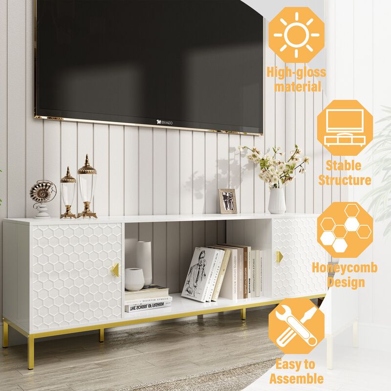 70" MDF TV Stand With Storage in Black