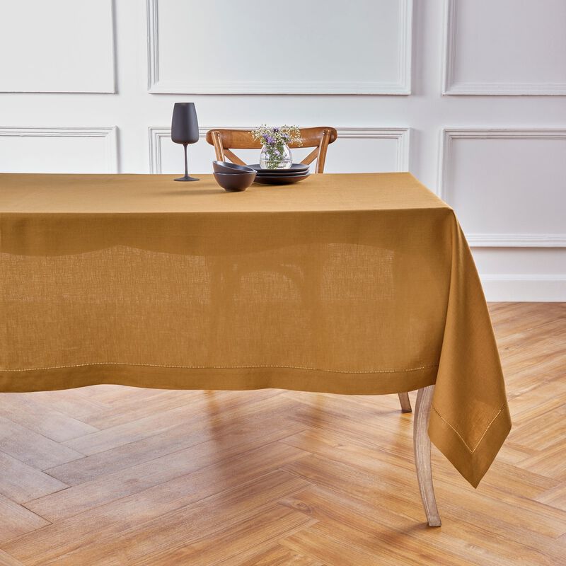 Solino Home 100% Pure Linen Tablecloth | Classic Hemstitch