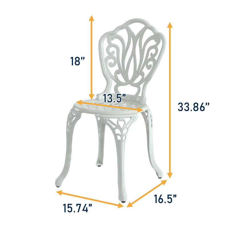 MONDAWE 3-Piece All-Weather Cast Aluminum Dining Bistro Set - Durable & Elegant