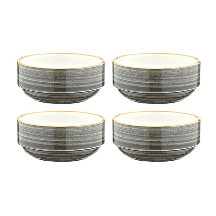 Space dia.4.75" h:2" 12 oz. Round Grey Porcelain Bowl (Set of 4)