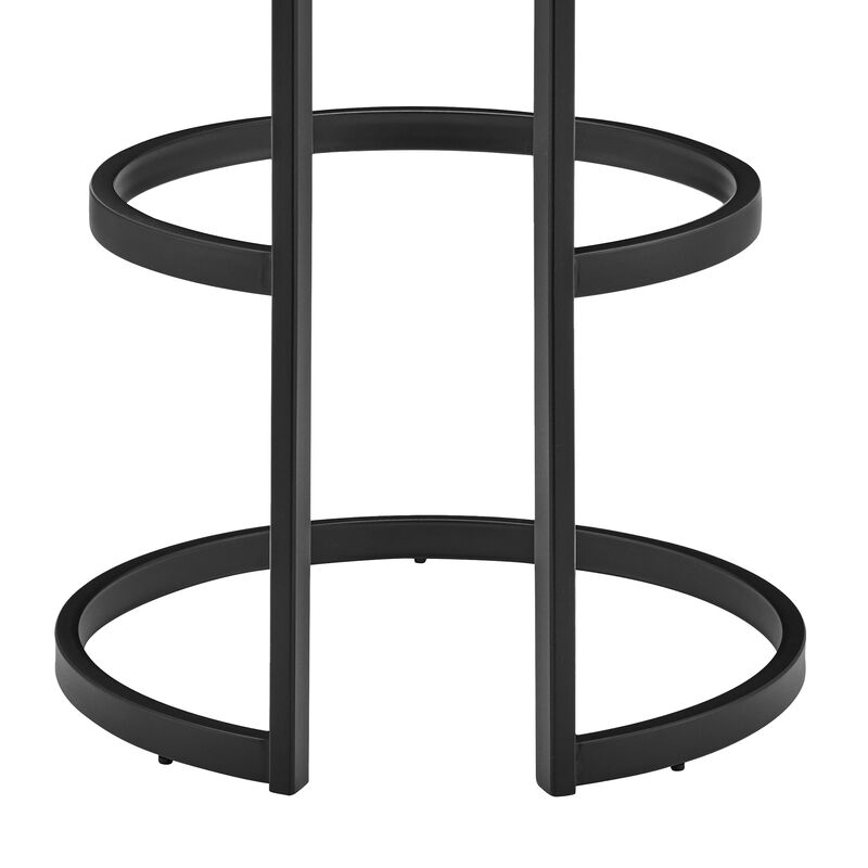 Vander Gray Faux Leather and Black Metal Swivel Bar Stool