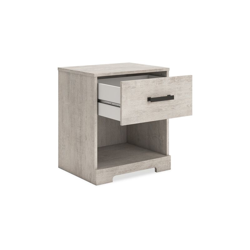 Shawn Nightstand, 1 Drawer and 1 Shelf, Light Gray Wood, 20 Inch - Benzara